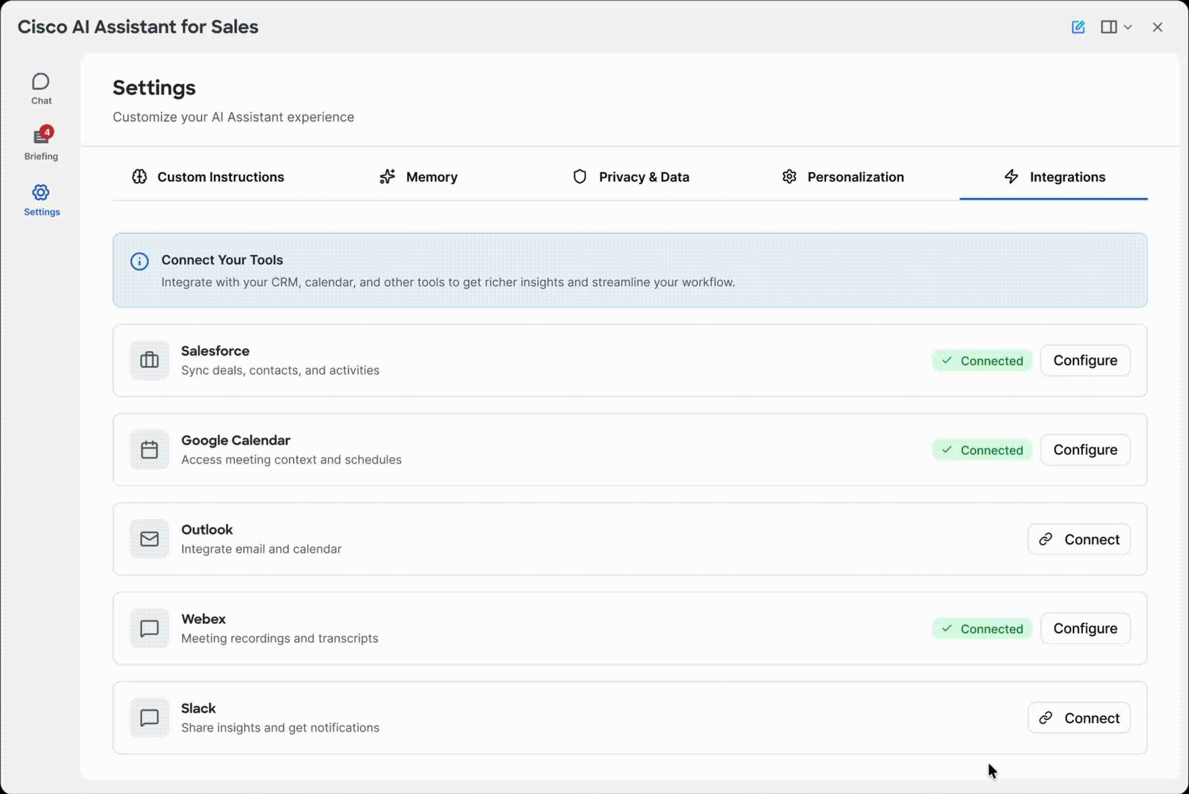 Settings & customization