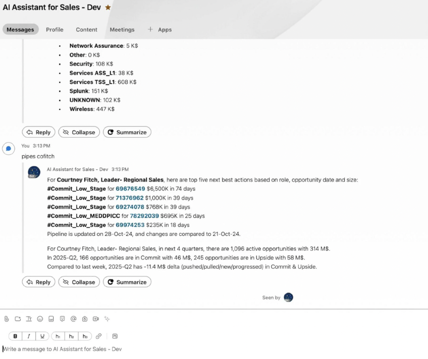 AI Assistant for Sales — Next Best Action example